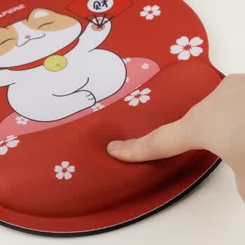 CAPERE(铠雷) 鼠标垫护腕 慢回弹大手托手腕垫 电脑办公舒适腕垫手枕 招财猫 H322 250X230X25mm