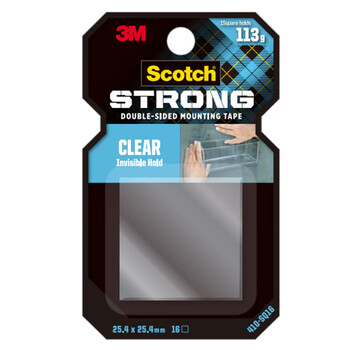 3M 思高 纳米透明无痕双面胶 方形16片装410-SQ16 耐高低温防水2.5CM*2.5CM适用于玻璃瓷砖金属表面