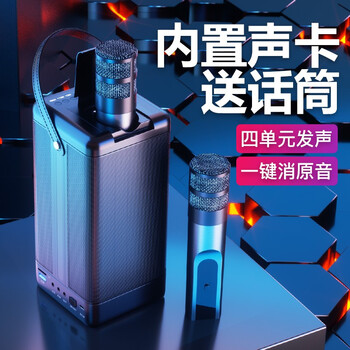 雷登（OHAYO） 自带声卡广场舞户外音响小型便携家用k歌超重低音炮大音量带无线话筒S12蓝牙音箱 音箱四喇叭 +单话筒+遥控器