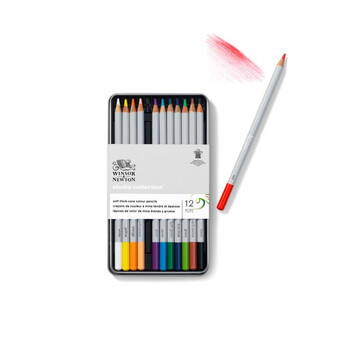 温莎牛顿【弗洛伊德同品牌】彩色铅笔涂鸦填色素描彩铅专业手绘美术彩色绘画素描油性彩铅12支彩色铅笔套