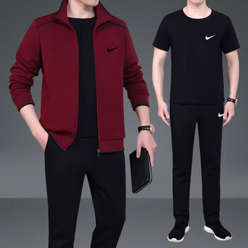 耐克(nike) 耐克(nike)男士运动套装秋冬加绒中老年运动服休闲三件套