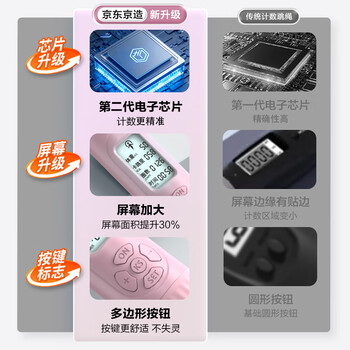 京东京造 大球无绳两用跳绳 计数成人负重减肥儿童中小学生中考专用 粉色