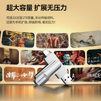 移速（MOVE SPEED）256GB 手机U盘双接口大容量 Type-C/USB3.2手机电脑两用高速优盘OTG安卓苹果通用移动U盘 灵动Pro
