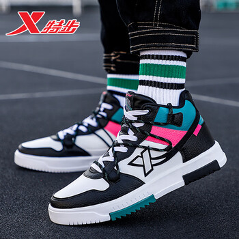 特步男鞋高帮板鞋男春季新款官方男士休闲鞋空军一号aj运动鞋 0056