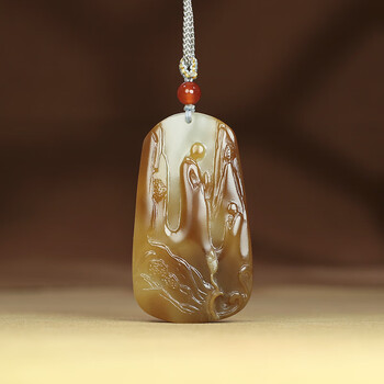 瑾瑶  和田玉且末糖白玉悟道挂件玉佩吊坠玉坠35g送亲人送好友自戴