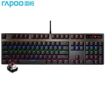 雷柏（Rapoo）V500PRO 有线背光机械键盘 104键全尺寸游戏电竞笔记本电脑多媒体办公吃鸡全键无冲键盘 红轴
