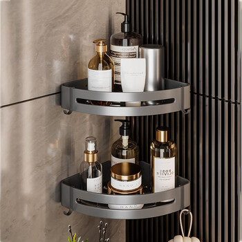 枪灰色卫生间毛巾架免打孔浴室置物架壁挂浴巾架卫浴五金挂件套装