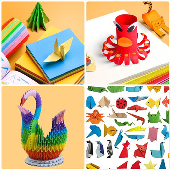 质印 正方形儿童手工 小学生彩色剪纸 7cm*7cm 幼儿园美术彩纸 创意益智力DIY纸飞机青蛙 十色 500张