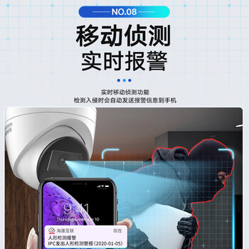 海康威视监控摄像头室外800万高清双光全彩夜视可拾音poe供电插卡存储移动侦测3386FWDV3-LS 2.8MM