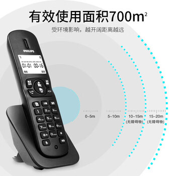 飞利浦（PHILIPS）无绳电话机 无线座机 子母机 办公家用 可扩展子机 中文菜单 双免提 DCTG182黑色一拖一