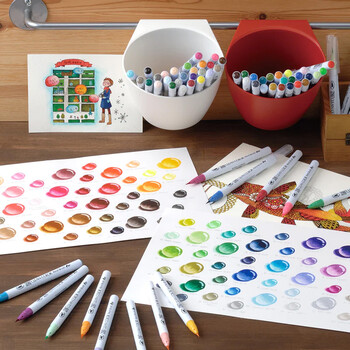 吴竹（KURETAKE）日本进口ZIG软尖笔水彩笔马克笔勾线笔48色套装RB-6000AT/48V元旦文具礼盒女孩生日礼物