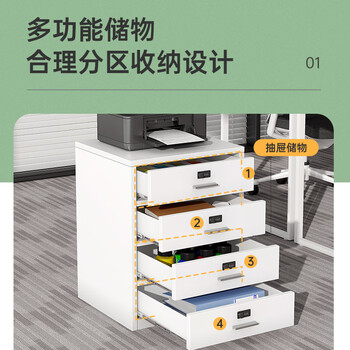 中伟（ZHONGWEI）矮柜文件柜钢制办公活动柜资料档案柜打印机柜密码四抽柜白色加厚