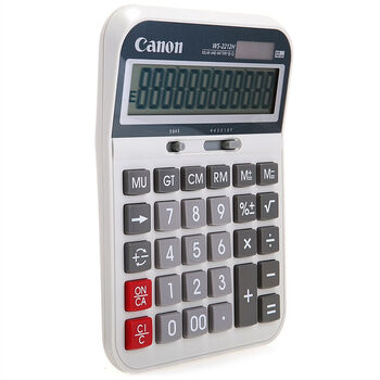 佳能Canon WS-2212H 桌面办公用太阳能宽屏金融商务计算机大号财务会计速打银行多功能12位双电源计算器