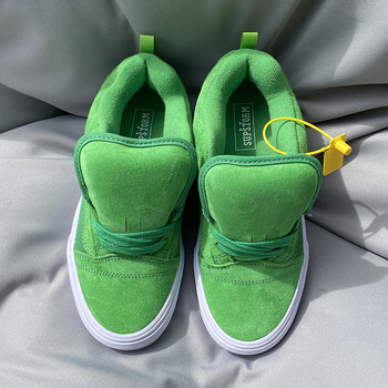 supstorm2024新款小众轻奢潮牌牛油果绿胖胖面包鞋荧光绿色板鞋白绿
