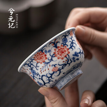 唐物 大清 光緒 青花釉里紅 仏像 盃 酒器 酒杯 杯茶器 陶磁器 茶道具 錦山窯 WEB SHOP | Shugu 朱地色絵金彩草花文 平盃
