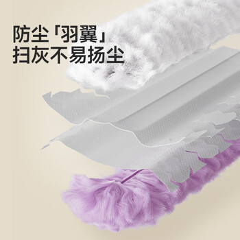 美丽雅静电除尘掸1手柄+12替换头长柄可伸缩鸡毛掸子扫灰床底清扫神器