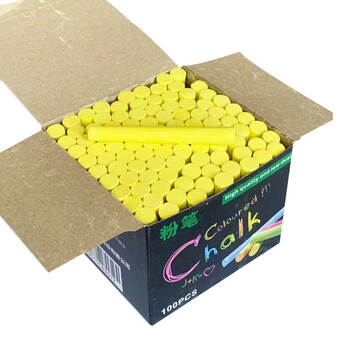 御杰黄色粉笔100支儿童涂鸦笔无尘无毒粉笔绿板黑板报专用彩色粉笔教师教学专用