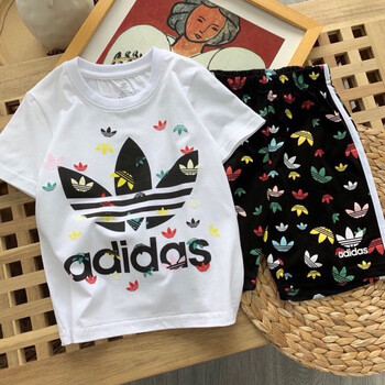 母婴>童装>儿童套装>阿迪达斯三叶草儿童薄款短袖短裤夏装套装男女童