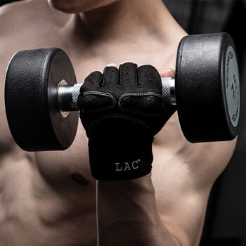 LAC健身手套运动男引体向上单杠防滑自行车登山训练骑行半指防茧XL码