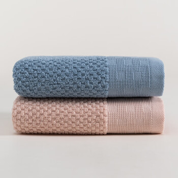 三利A类新疆棉长绒棉毛巾2条装 纯棉洗脸加厚柔软强吸水 蓝+粉