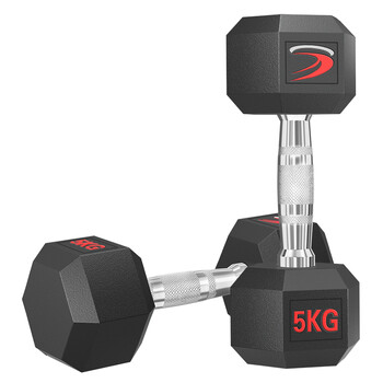 诚悦包胶哑铃男女士六角家商用专业健身房实心钢制器材组合套装5KG*2