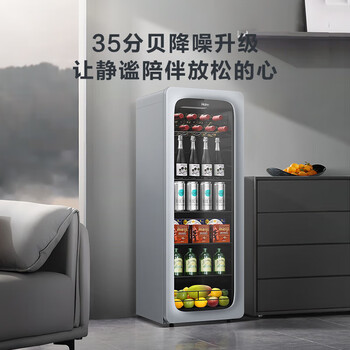 海尔（Haier）150升家用客厅办公室冷藏柜暖藏冰吧能量吧茶叶饮料水果蔬菜保鲜柜冰河银