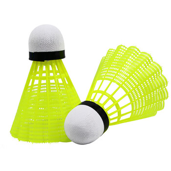 红双喜（DHS)耐打训练尼龙羽毛球塑料胶练习羽球6只装黄色EG60Y