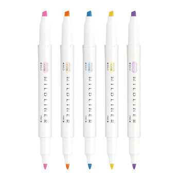 斑马牌 (ZEBRA)【热门商品】荧光笔 WKT7 5色套装 温和系列 双头荧光笔 学生标记笔记号笔 WKT7-5C-YC