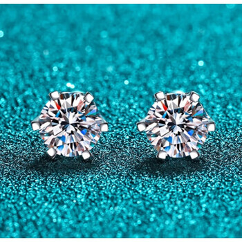 丰凝520情人节礼物莫桑钻石耳钉男d色莫桑石螺丝款耳环女钻石六爪1