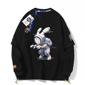 展创宇航员官网联名nasasup春秋季新款卡通情侣装假两件圆领卫衣男w