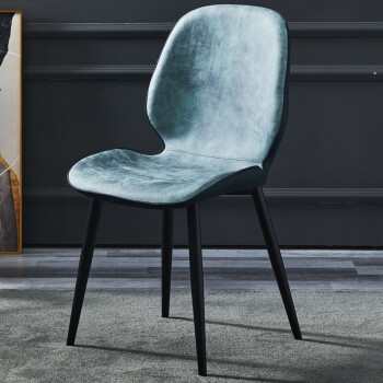 景彩椅子北欧餐椅家用靠背椅现代简约设计休闲椅子办公商业接待椅 CY61绿色科技布+皮革拼