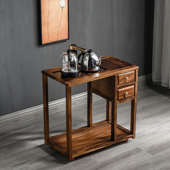 胡桃木移动茶车实木茶水柜烧水壶一体套装家用客厅茶台边桌茶几柜整装