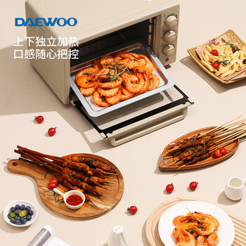 大宇（DAEWOO）电烤箱 无烟烧烤 旋钮易操作 20L大容量多功能料理机 家用全自动烘焙机 DY-KX1801 升级款