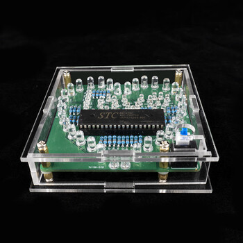 伍陆电子 七彩炫光心形流水灯LOVE电子DIY套件51单片机趣味焊接TJ-56-578 套件+亚克力外壳 伍陆电子 七彩炫光心形流水灯LOVE电子DIY套件51单片机趣味焊接TJ-56-578 套件+亚克力外壳