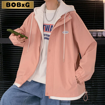 假两件外套男春秋季韩版宽松衣服男潮流百搭连帽夹克男学生港风休闲