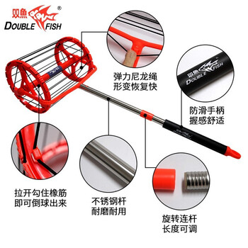 双鱼 DOUBLE FISH 滚轮式乒乓球捡球器 轻便乒乓球拾球器捡球神器三节式捡球网 颜色随机发