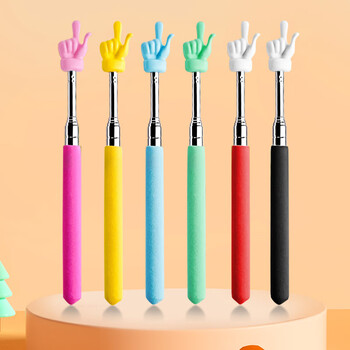 得印伸缩式指读棒 不锈钢指挥棒教鞭 儿童指读笔老师上课教学教棍9759手指棒55cm黑色1/个