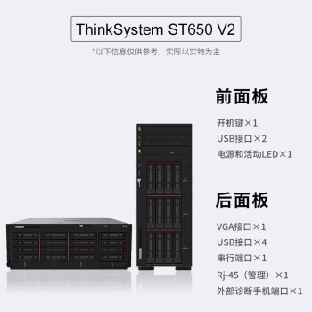联想ST650V2 塔式服务器 2*金牌6348丨256G丨1.92T SSSD+3*4T丨530-8i丨2*2400W