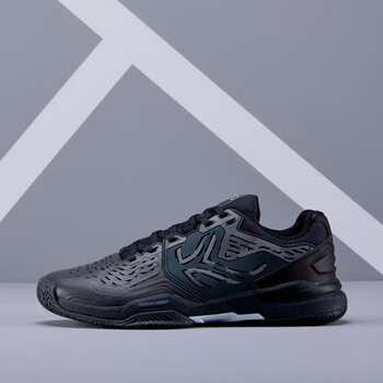 迪卡侬训练网球鞋男女网眼透气耐磨橡胶运动鞋黑灰（耐磨）42-4008549