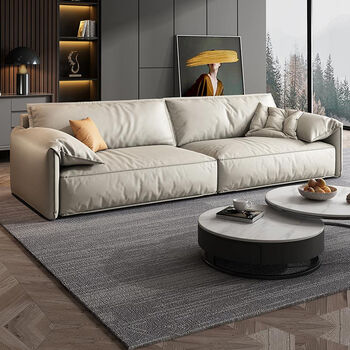 浒嘉沙发意式极简纳米科技布沙发客厅小户型羽绒填充免洗直排多人位