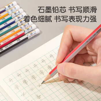 得力（deli）50支HB铅笔经典彩色抽条六角杆铅笔带橡皮头学生书写素描绘图铅笔33433-HB学生开学礼物