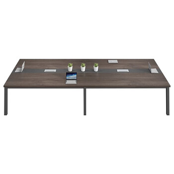 锡田家具会议桌椅组合长桌简约现代办公桌商务接待洽谈 2.4米+8把椅子