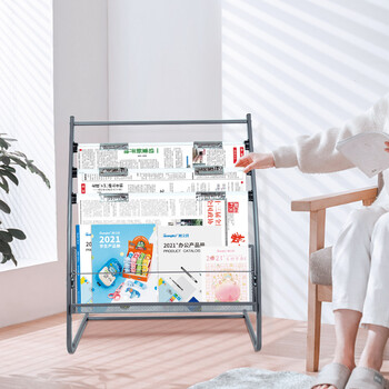 广博（GuangBo）单网格金属报刊杂志架书刊架 宣传册展示架落地资料架 办公室置物架 高0.78米 S42003