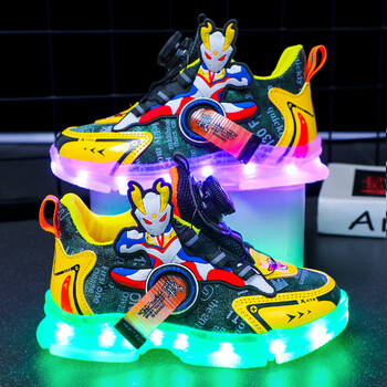liweisny超火男童鞋秋季儿童奥特曼发光运动鞋中大童男孩旋转扣亮灯