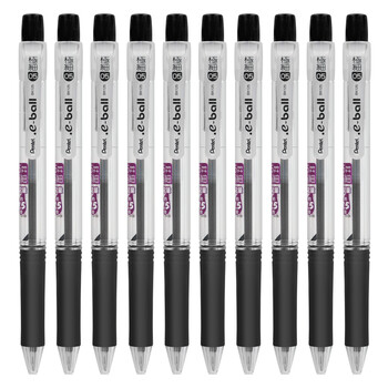 派通（Pentel ）0.5mm按动圆珠笔 大容量考试笔学生刷题笔黑色水笔 BK125 黑色/10支装