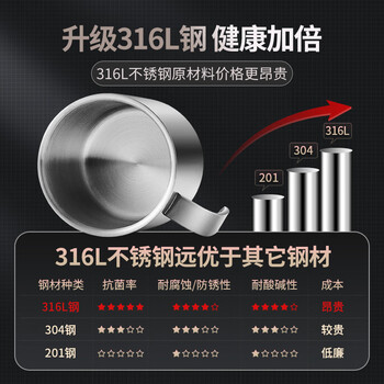 美厨（maxcook）316L不锈钢杯子 儿童喝水杯带盖宝宝牛奶杯双层茶杯200ml卡皮巴拉