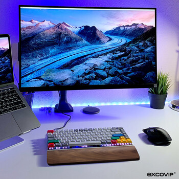 宜适酷（EXCO）黑胡桃木87键盘手托腕托实木手托木制鼠标护腕掌托机械键盘托枕木原木鼠标垫护腕键盘托9716