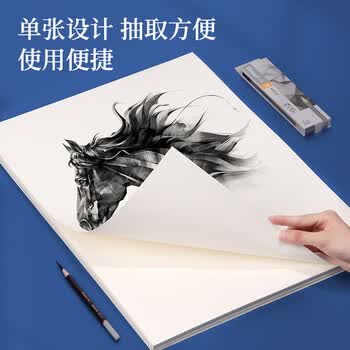 得力（deli）素描纸160g-4K-50张(袋)手绘临摹学生用初学者铅画纸绘画涂鸦美院毕业礼物礼物男女孩