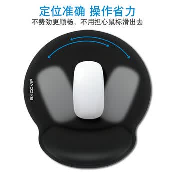 宜适酷（EXCO）舒适记忆棉 人体工学商务办公护腕鼠标垫护腕垫子 桌面鼠标腕托 笔记本手托中号加厚掌托黑3624