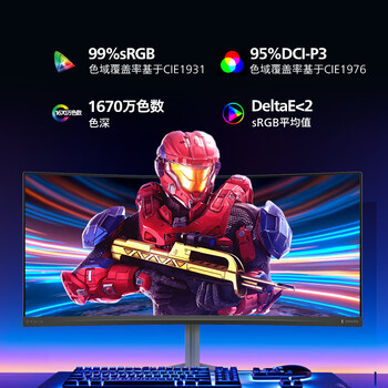 飞利浦EVNIA弈威电竞游戏显示器 34英寸曲面带鱼屏 WQHD准4K HVA 180Hz 1ms HDR400 硬件低延迟34M2C5500